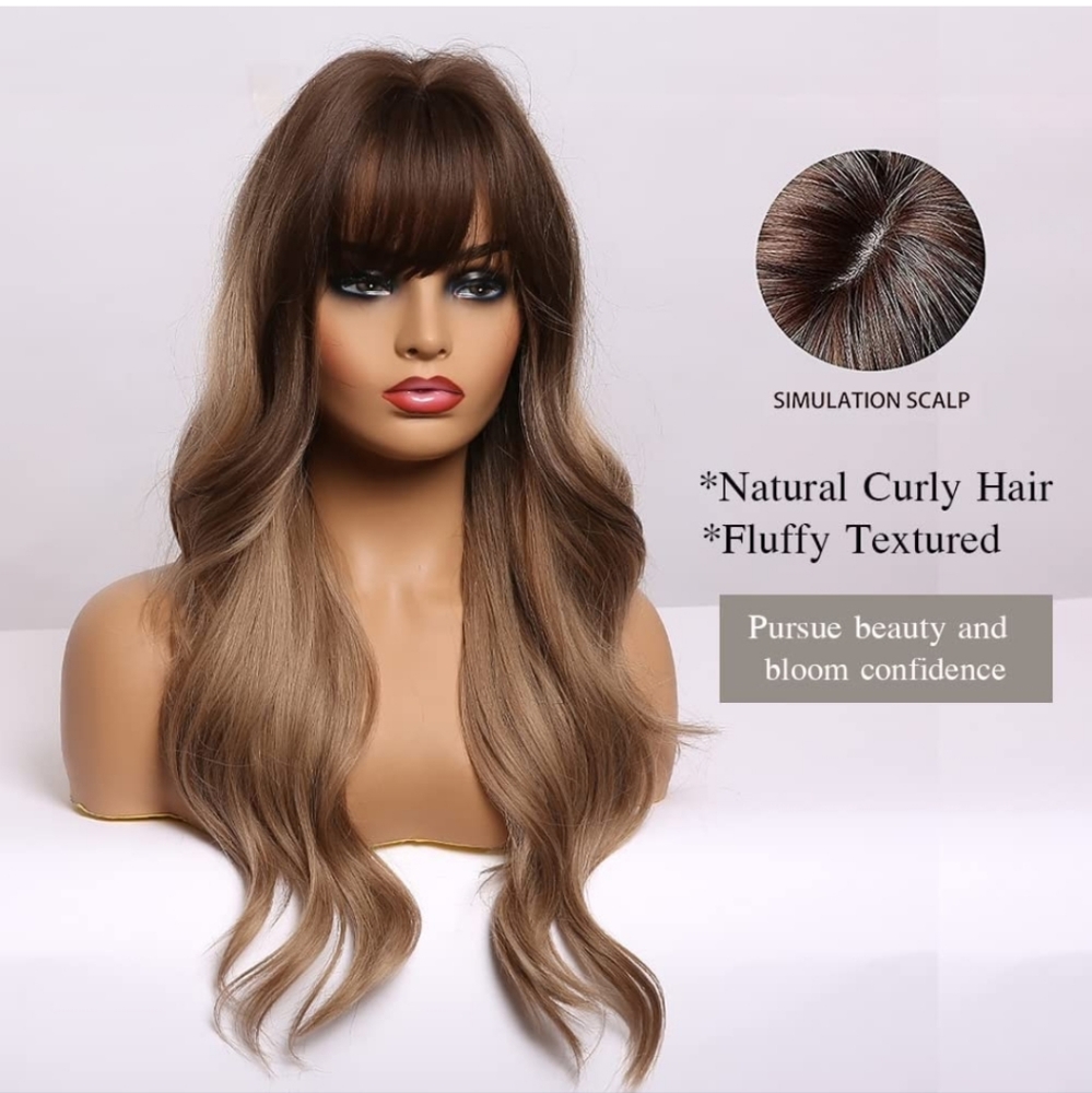 Light Brown Wig with Bangs